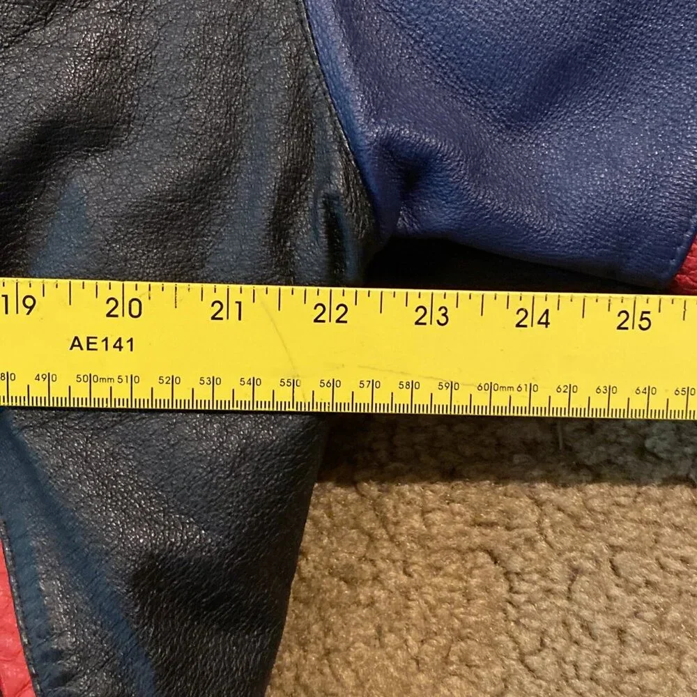 Vintage Phase 2 Leather Jacket Mens Size S American Flag Biker USA Studded Stars - Picture 13 of 16